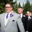 purple wedding - groom at ceremony