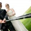 baseball wedding - bride and groom