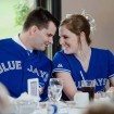 baseball wedding - couple in jerseys