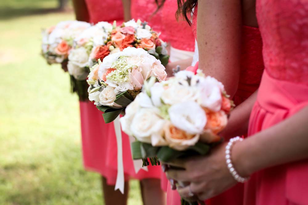 coral cottage wedding - bridesmaid bouquets