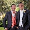 coral cottage wedding - groom and best man
