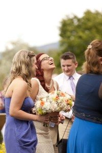 rustic wedding - bride and guests
