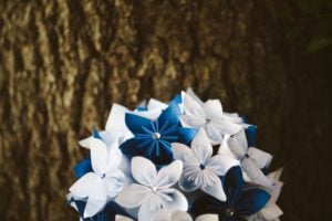 blue wedding - paper bouquet
