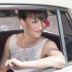 vintage wedding - bride in car