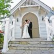 vintage wedding - kiss outside chapel