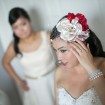 whimsical red wedding - bride getting ready