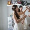 whimsical red wedding - bride getting ready