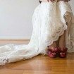 whimsical red wedding - shoes and gown