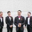 whimsical red wedding - groom and groomsmen