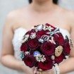 whimsical red wedding - brooch bouquet
