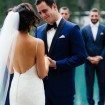 sophisticated picturesque wedding - groom smiling at bride