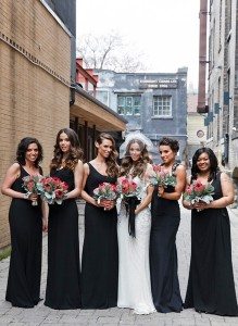 Modern Red Black Wedding - bridesmaids
