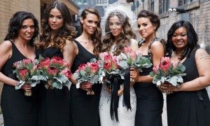 Modern Red Black Wedding - bridesmaids