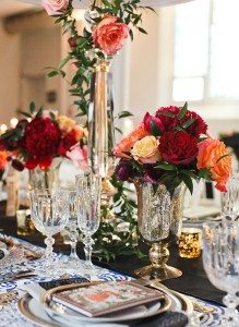 red and black wedding - centrepieces