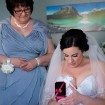 alberta wedding - bride opening gift from her mother