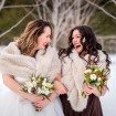 rustic winter shoot with woodsman details - Bride and Bridesmaid