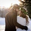 rustic winter shoot with woodsman details - bride and groom