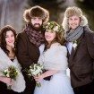 rustic winter shoot with woodsman details - wedding party