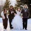 rustic winter shoot with woodsman details - wedding party