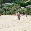 A Colourful DIY Beach Wedding in Australia - Bride and Father Walking on Beach