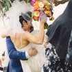 A Colourful DIY Beach Wedding in Australia - Couple Under Umbrella