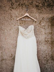 A Dreamy, Whimsical Wedding in Caledon, Ontario - Wedding Dress on Hanger