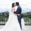 romantic rocky mountain wedding - first kiss