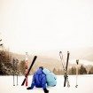 Winter Engagement Photo - Skiing