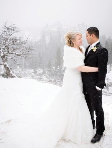 winter wonderland wedding - bride and groom