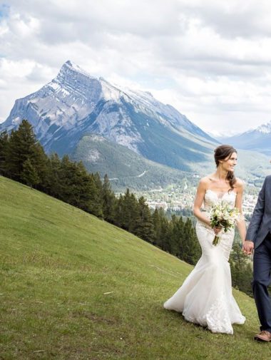 A Rustic, Camping-Inspired Wedding in Banff - Bride and Groom