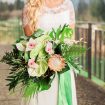 A Tropical Styled Shoot with Green and Gold Details - Bouquet Closeup