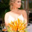 A Tropical Styled Shoot with Green and Gold Details - Bride and Bouquet