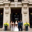 luxurious fall wedding in downtown toronto - bride and groom with wedding party