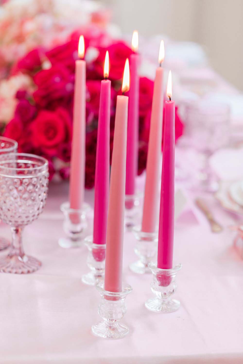 The Prettiest Romantic Pink Wedding Inspiration - pink taper candles