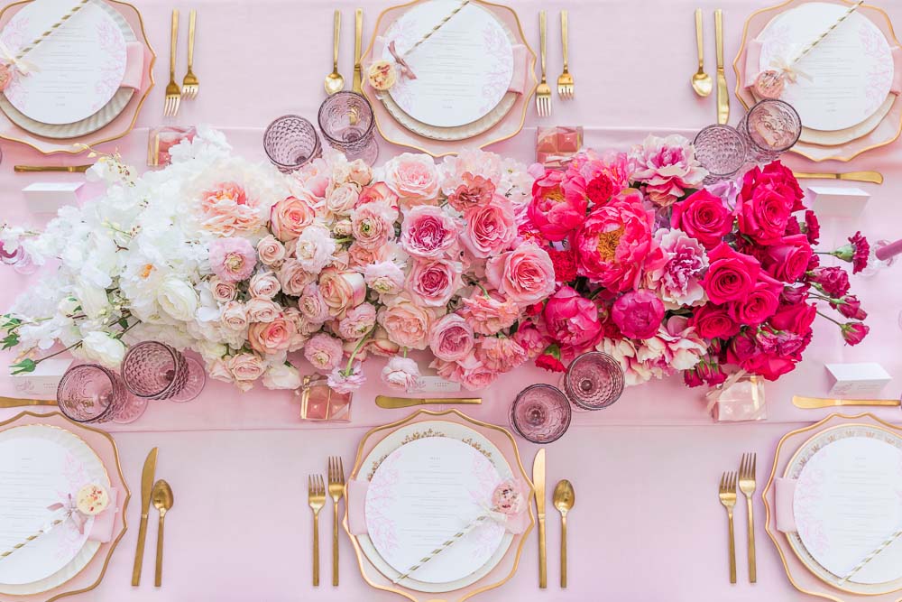 The Prettiest Romantic Pink Wedding Inspiration - pink tablescape
