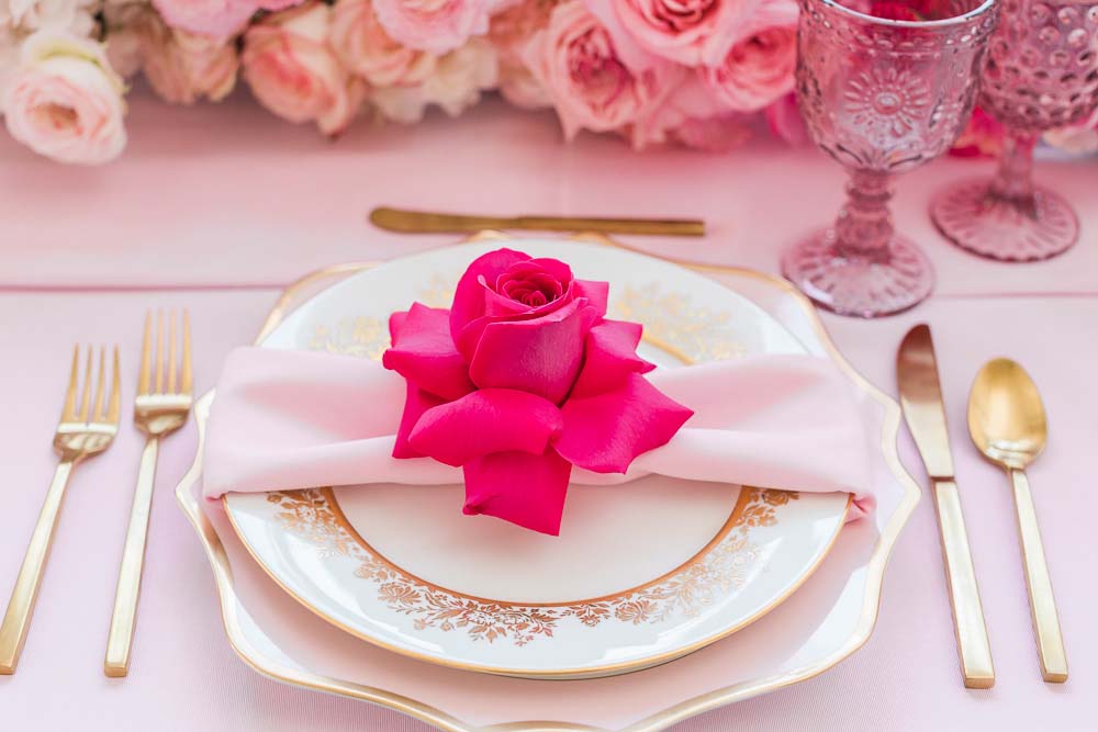 The Prettiest Romantic Pink Wedding Inspiration - place setting