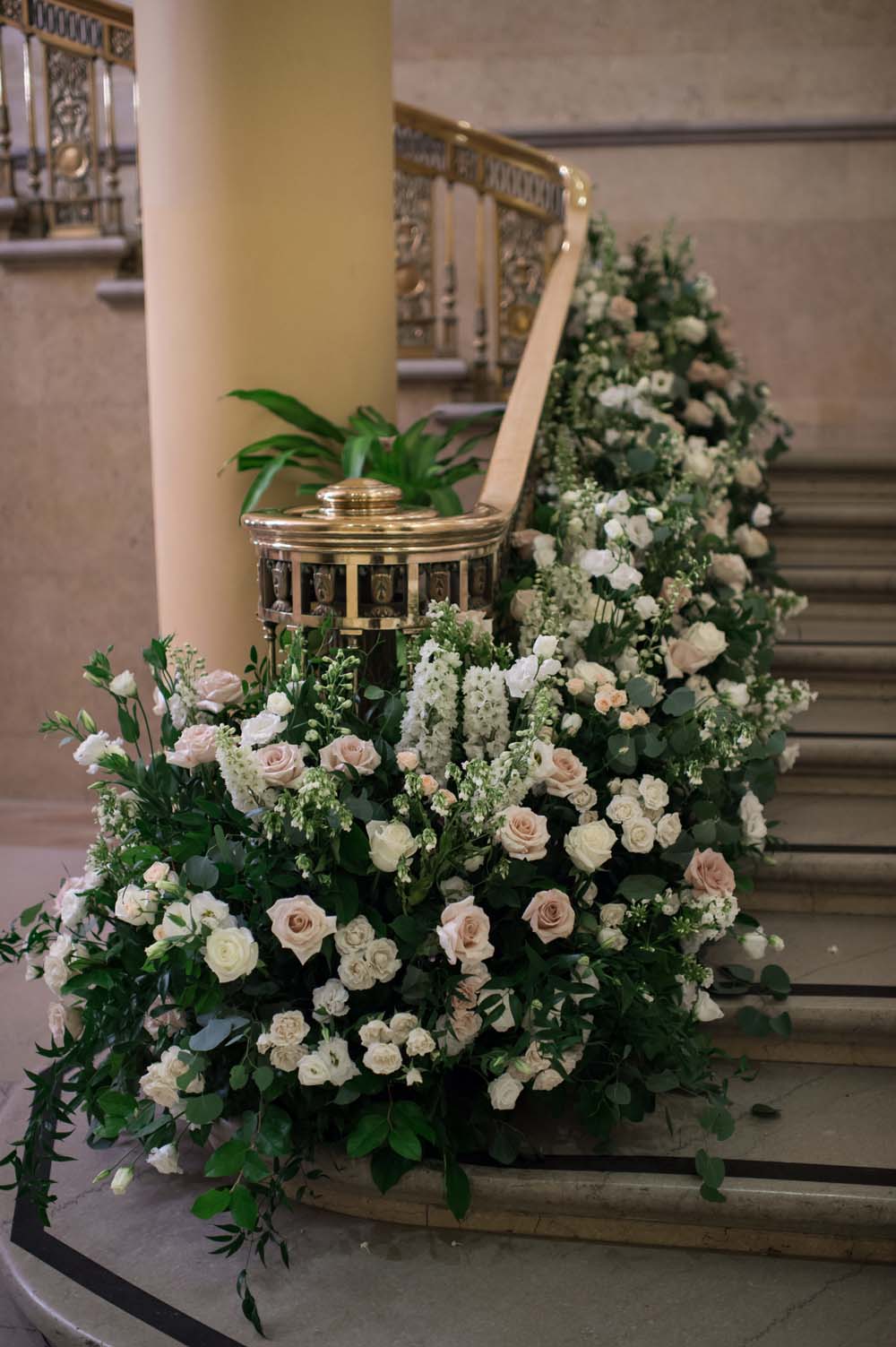 A Classic Vintage inspired Wedding at the One King West in Toronto - Staircase Florals