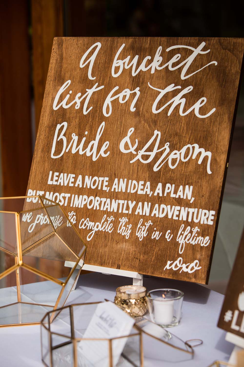 A-Modern-Lakeside-Wedding-In-Burnaby-British-Columbia-Bucket List Sign