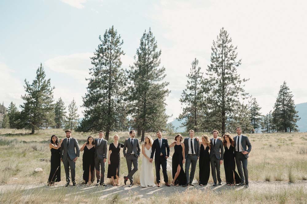 Jill Lansky of The August Diaries' Modern-Chic Wedding In British Columbia - bride and groom with wedding party