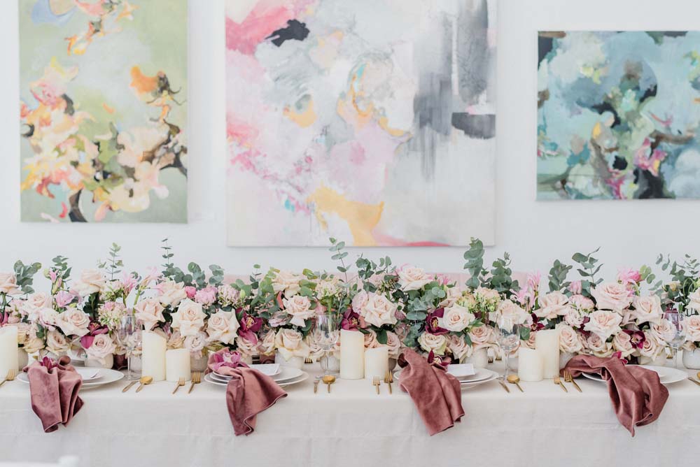A Colourful Pink & Mauve Styled Shoot At The Art Gallery of Hamilton - Tablescape