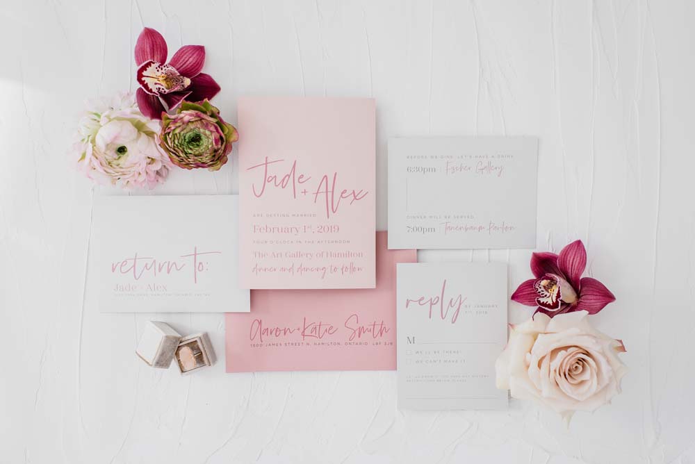 A Colourful Pink & Mauve Styled Shoot At The Art Gallery of Hamilton - Stationery