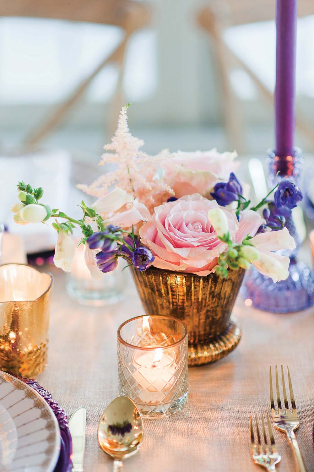 An Ultra Violet-Inspired Styled Shoot In Quebec - Tablescape
