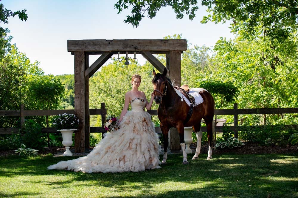 This Styled Shoot Was Inspired By Medieval Royalty - Bride and horse