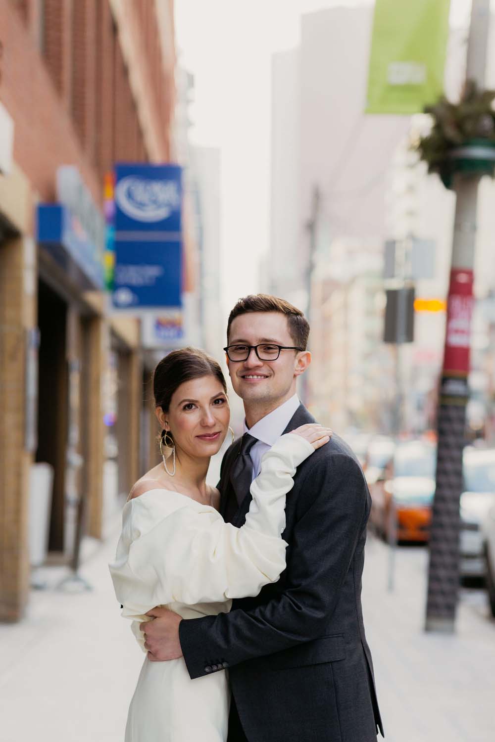 A Minimal Winter Wedding in Toronto, Ontario - Bride and Groom