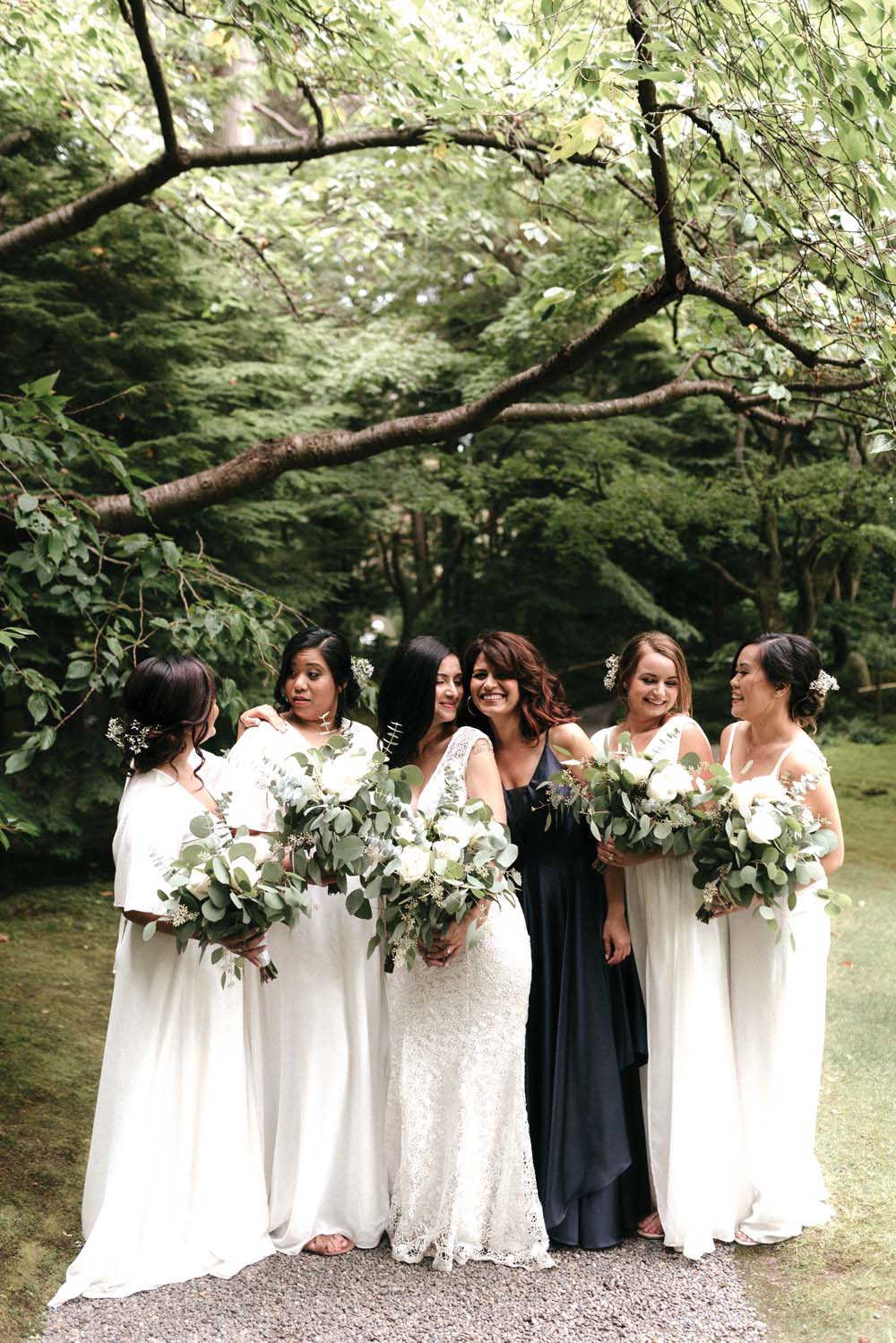 A Multicultural Wedding At The UBC Botanical Garden in Vancouver - bride and bridesmaids